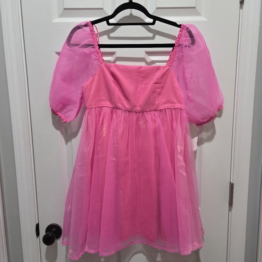 NWT Barbie Dress Fluffy Puff Sleeve Sheer